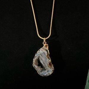 ❤️‍🔥BOGO FREE handmade gold plated geode crystal drop pendent long necklace